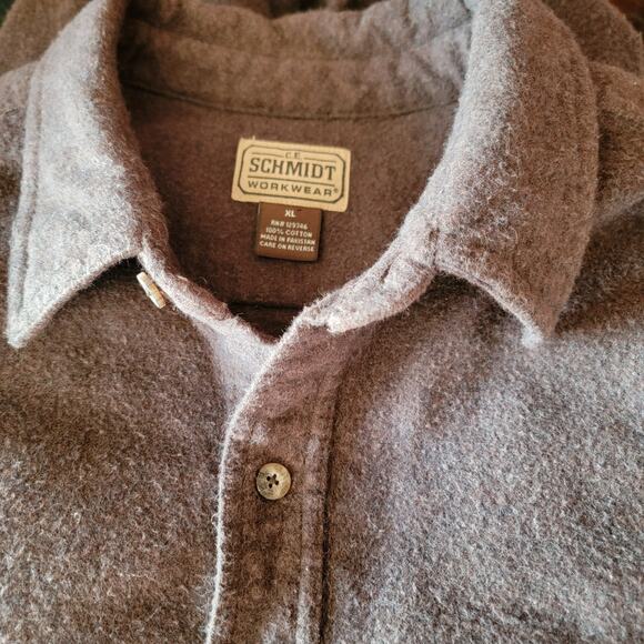 C.E. Schmidt Workwear Men’s XL Brown Heavy Cotton Button Down Shirt 100% Cotton - Picture 7 of 8